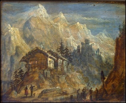 Mountain Paintings of  Mont Blanc? PaYNE? c1800 oil on panel. 15.25 x 21 cms. monte bianco mont blanc